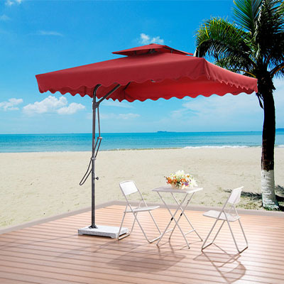 9ft Garden Square Umbrella. Beach Umbrella/Cantilever Umbrella/Patio Umbrella/Pool Side Umbrella/Outdoor Umbrella (Large, Merrun)