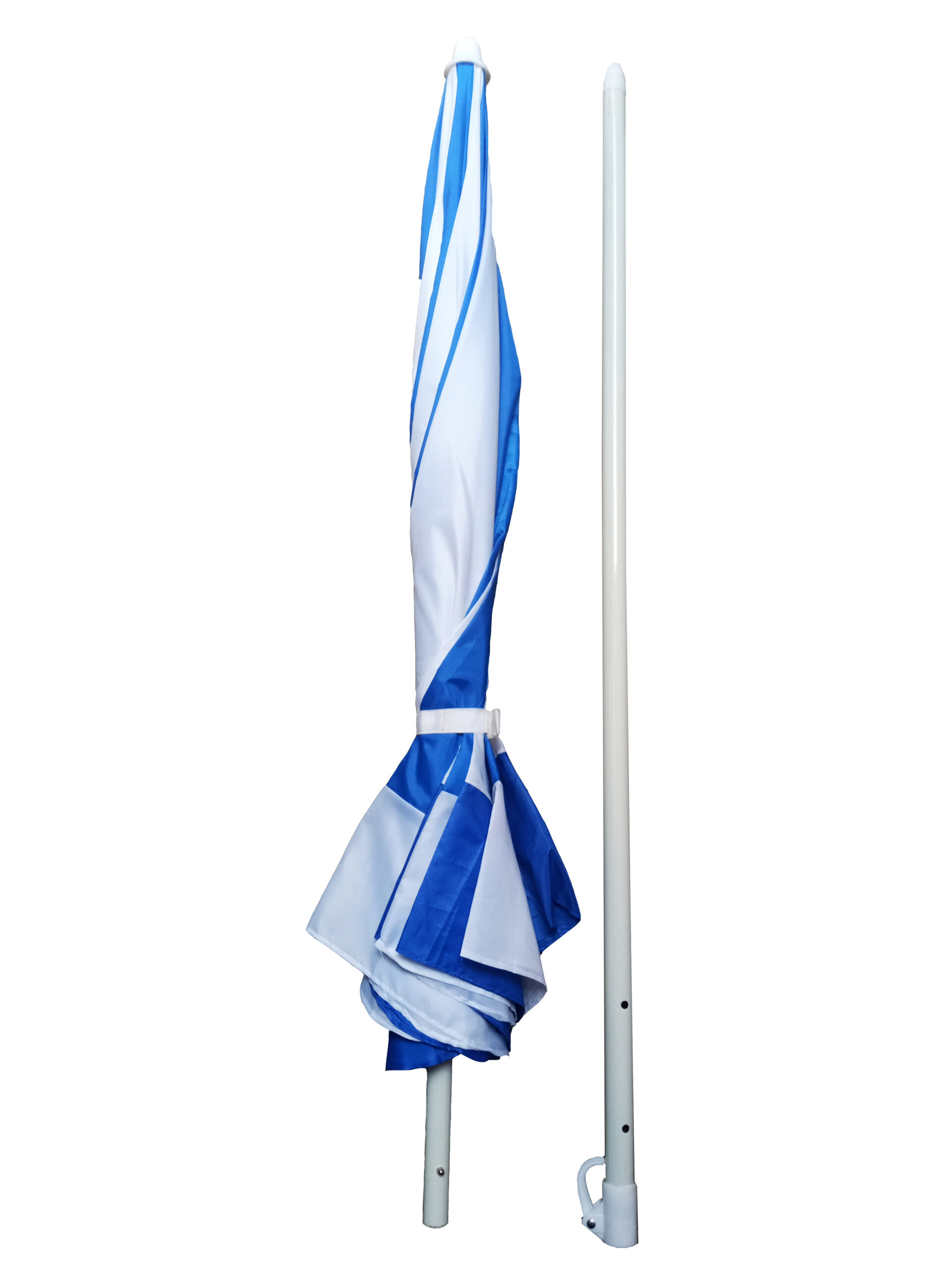 36 in/6ft Garden Umbrella with Stand (Blue & White)