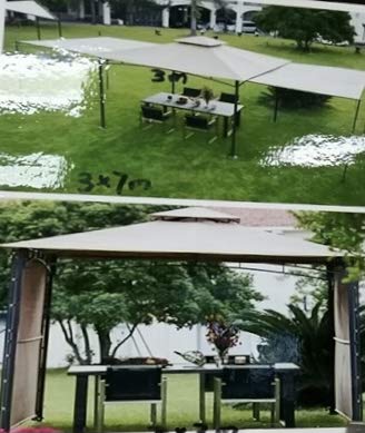 56kg Double Extending Heavy Duty Waterproof Fixed Gazebo Garden Terrace Cafe (10X10-10X21 ft)