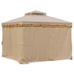 10X10ft Luxury Gazebo Tent House for Terrace , Garden with All 4 Sides Retractable Double Curtain with Zipper (45Kgs, Beige) - Image 5