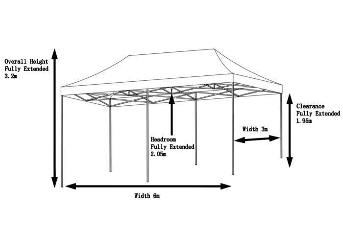 3x6-Gazebo-Dimensions 20x10 feet Heavy Duty Gazebo Tent with 3 Side Covers - Image 3