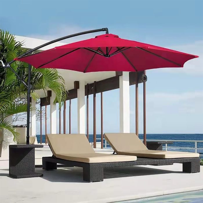 61UxrzuDDrL Luxury 9 Ft Side Pole Patio Garden Umbrella (Maroon) - Image 1