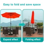 9 feet Luxury Metal Center Pole Patio Umbrella with Base (Maroon) - Image 5