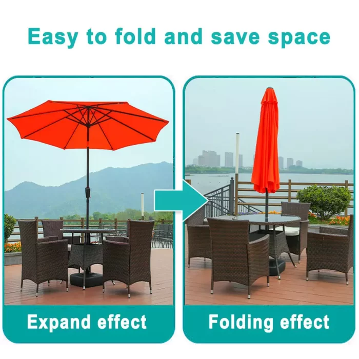 H253f0ba6a6554a0d9cc52163405f9815t 9 feet Luxury Metal Center Pole Patio Umbrella with Base (Maroon) - Image 5