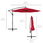 Luxury 9 Ft Side Pole Patio Garden Umbrella (Maroon) - Image 6
