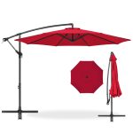 Luxury 9 Ft Side Pole Patio Garden Umbrella (Maroon) - Image 3