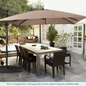 2.5 Meter Heavy Duty 360 Degree Rotating Square Garden Outdoor Patio Umbrella Beige