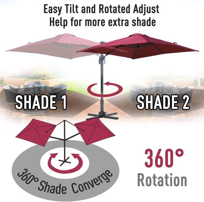 b098qqhdkx-7 2.5 Meter Heavy Duty 360 Degree Rotating Square Garden Outdoor Patio Umbrella - Image 5