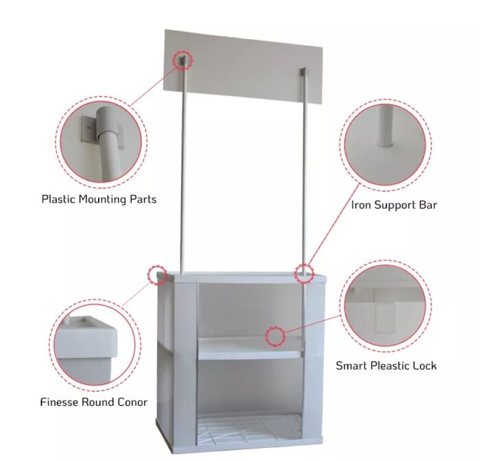 Promotional Demo Table | Promotion Counter | Trade Show Display Table | Booth Stand Kiosk in White Plain Colour with 2.5 * 2.5 Feet - Easy Installation Promotional Demo Table | Promotion Counter | Trade Show Display Table | Booth Stand Kiosk in White Plain Colour with 2.5 * 2.5 Feet - Easy Installation - Image 2
