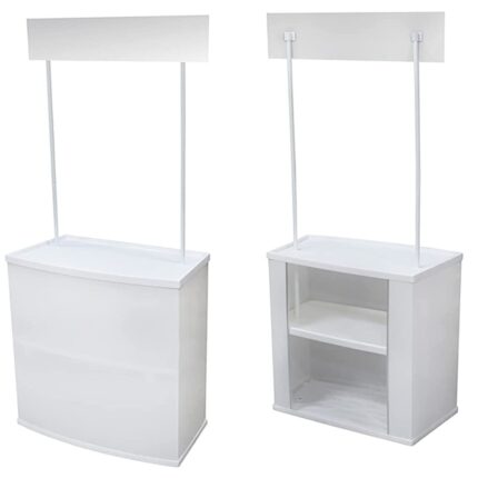 World of Wish Promotional Demo Table | Promotion Counter | Trade Show Display Table | Booth Stand Kiosk in White Plain Colour with 2.5 * 2.5 Feet - Easy Installation
