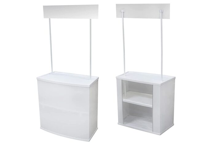 Promotable World of Wish Promotional Demo Table | Promotion Counter | Trade Show Display Table | Booth Stand Kiosk in White Plain Colour with 2.5 * 2.5 Feet - Easy Installation